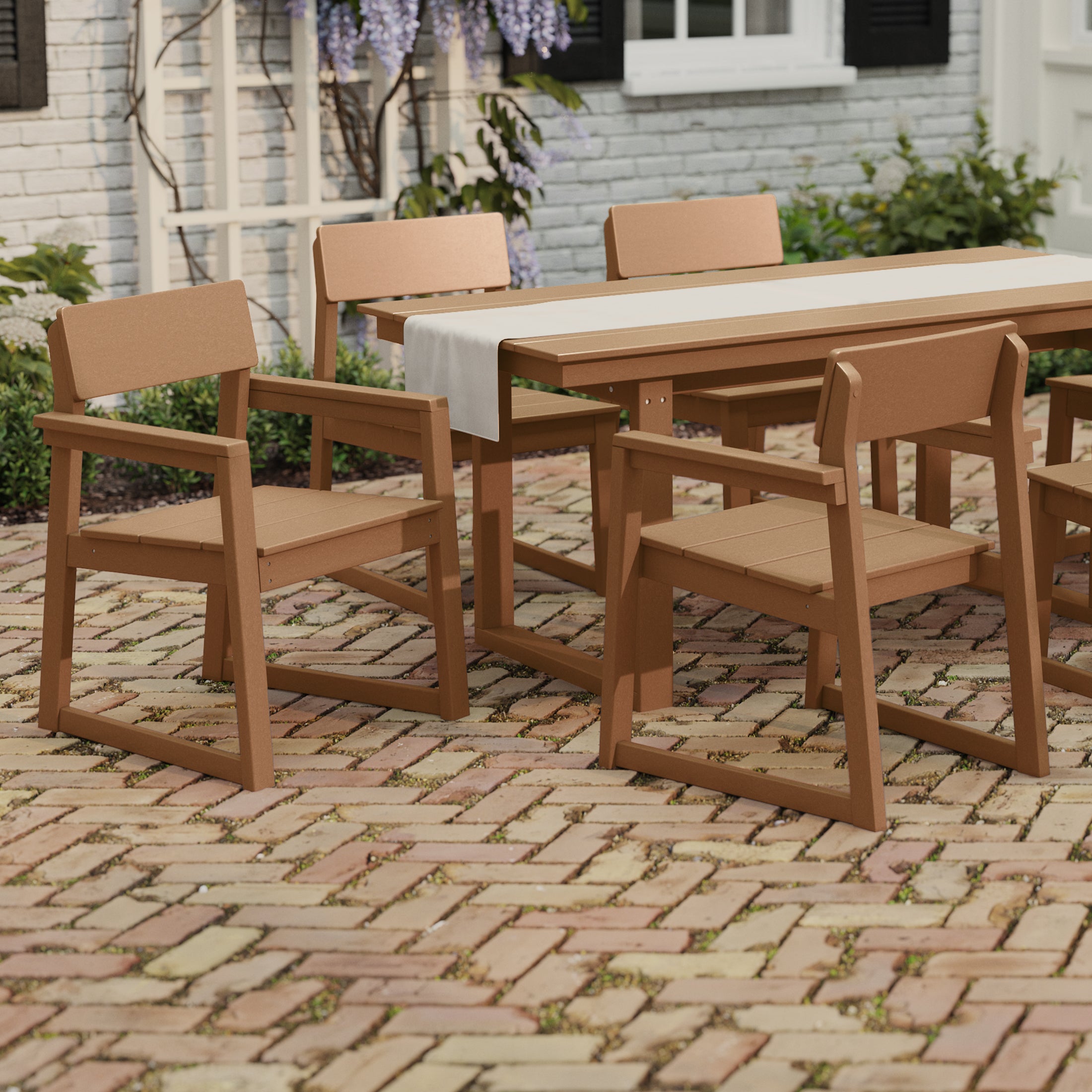 Paloma Modern HDPE Outdoor Patio Dining Arm Chairs (Set of 2)