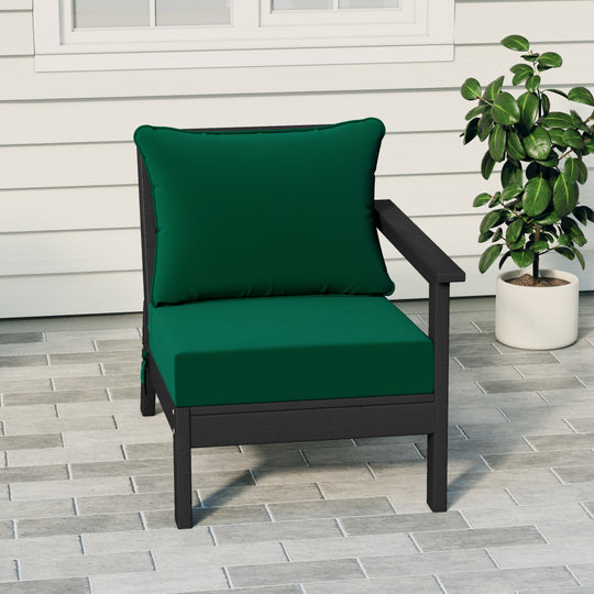 Avalon Outdoor Patio HDPE Right Arm Sectional Corner Club Chair with Patio Cushions