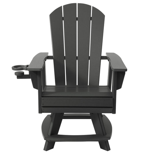 Malibu Outdoor HDPE Swivel Adirondack Patio Dining Chair With Cup Holder