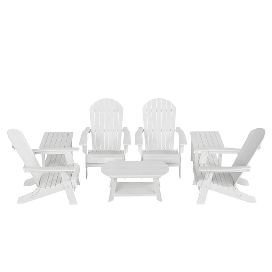 Tuscany HIPS 7-Piece Outdoor Folding Adirondack Chair With Coffee Table and Side Table Set