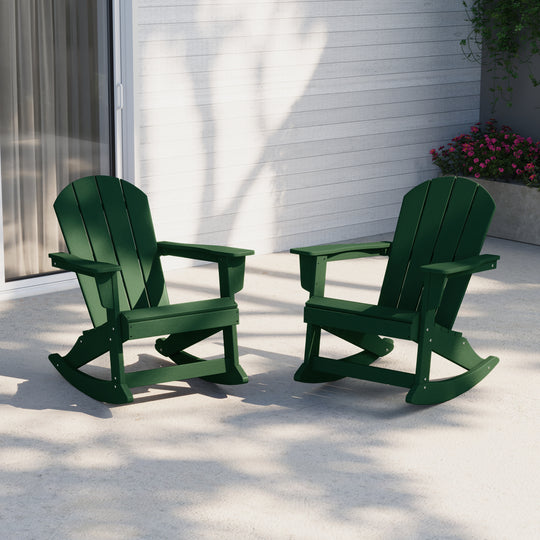 Malibu 2 piece set Outdoor / Patio Poly Adirondack rocking chairs ( 2 seater )