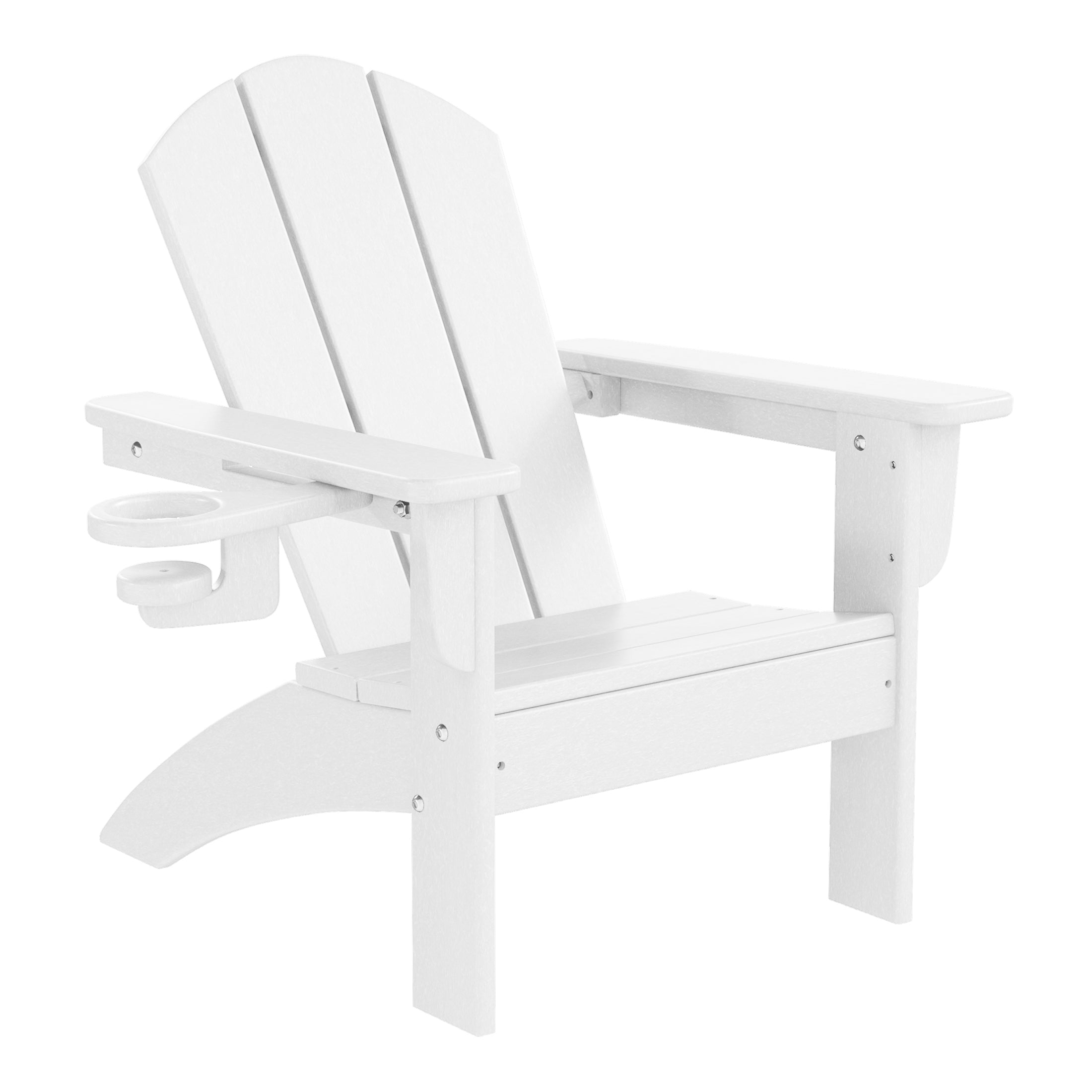 Malibu 3-Piece Kids HDPE Adirondack Chairs Set with Square Side Table and Cup Holders