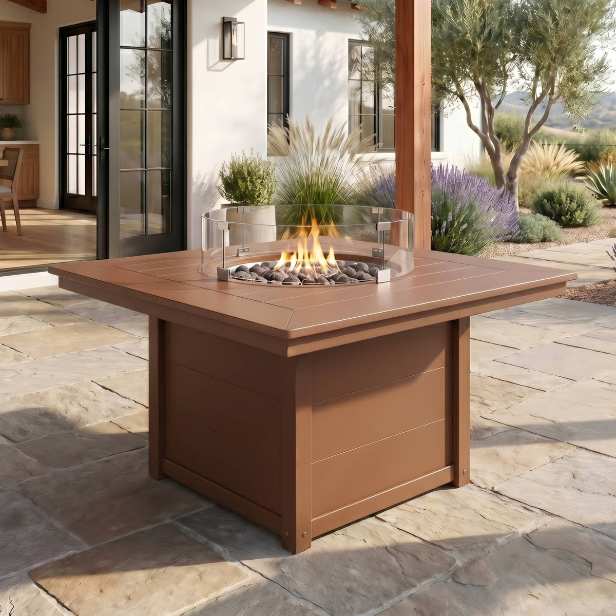 Helios 42" Modern Outdoor Patio Propane Square Fire Pit Table