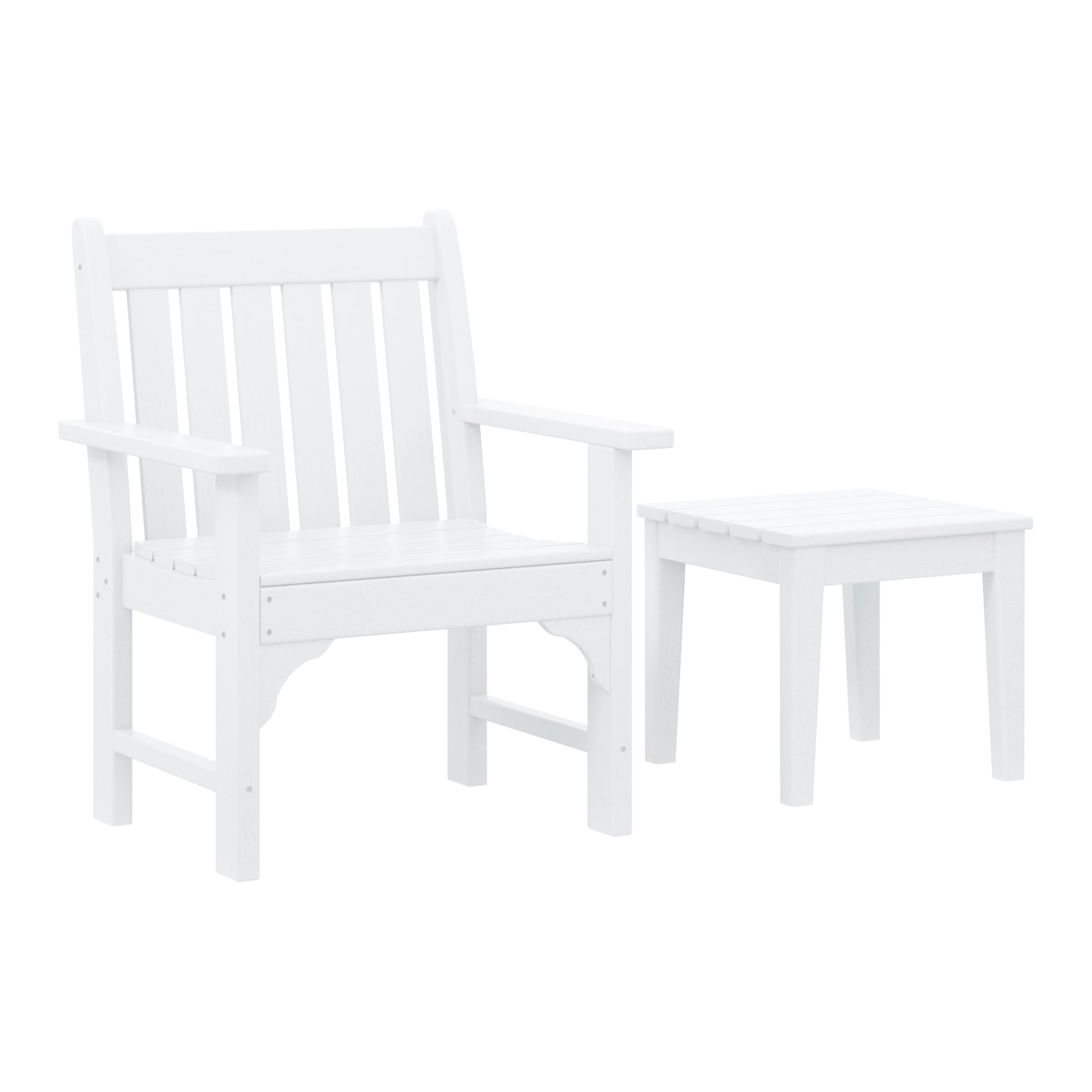 Malibu Outdoor Patio 2-Piece HDPE Adirondack Garden Chair with Square Adirondack Side Table Set