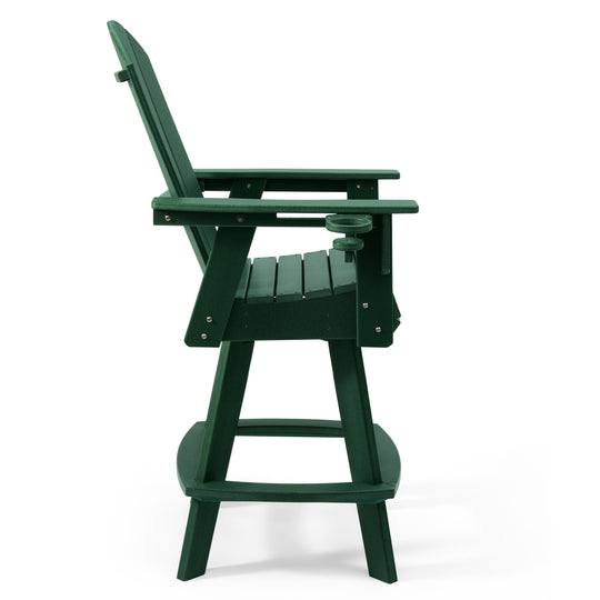 Malibu Outdoor HDPE Swivel Adirondack Bar Height Chair With Cup Holder