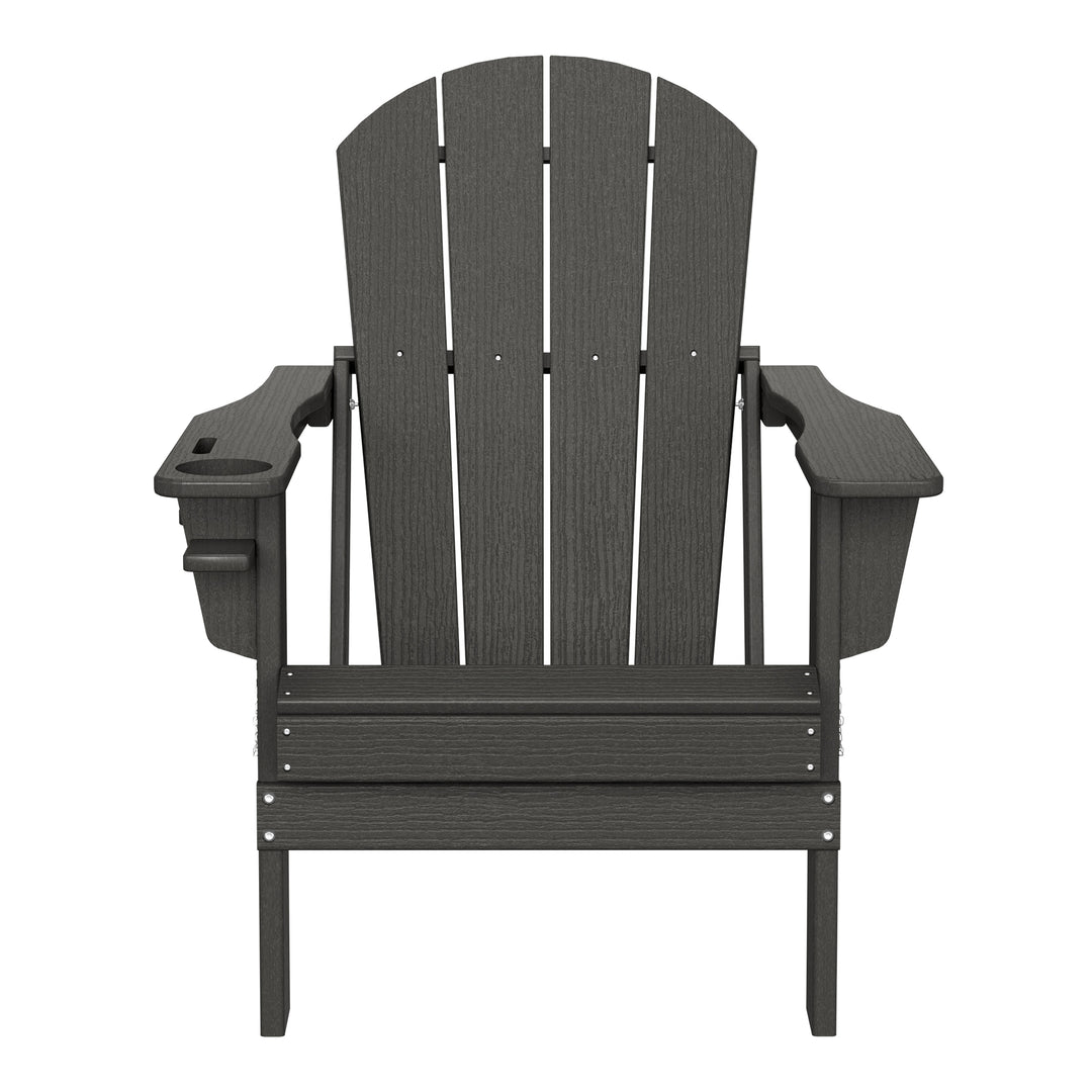 Nantucket Outdoor Patio HDPE Resin Adirondack Chair With Cup Holder and Phone Holder