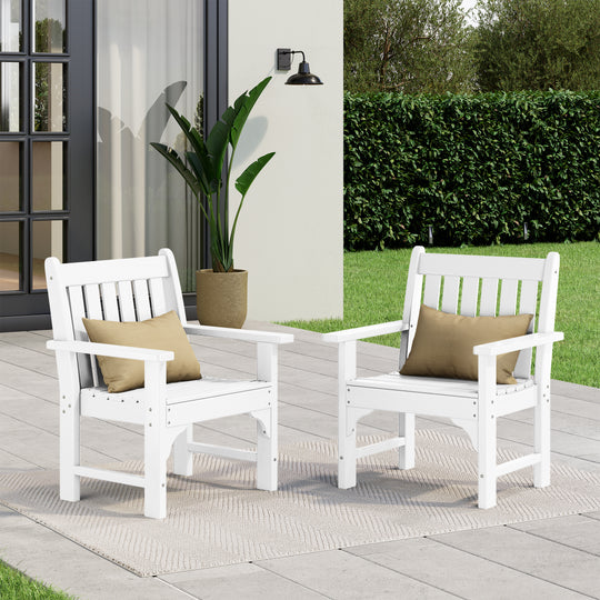 Malibu Outdoor Patio HDPE Adirondack Dining Arm Chairs (Set of 2)