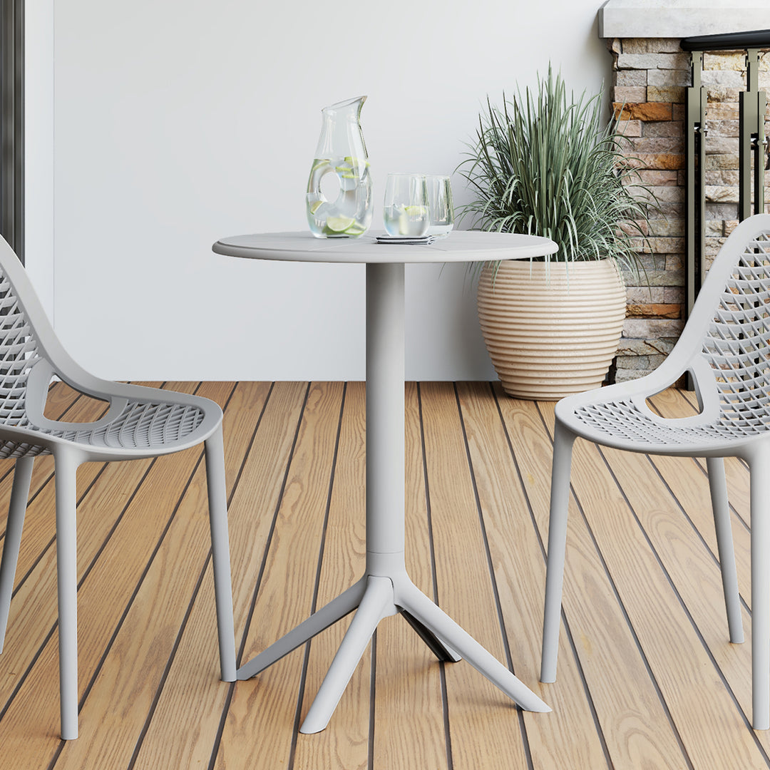 Playa 23.5" Outdoor Polypropylene Resin Round Patio Bistro Dining Table for 2