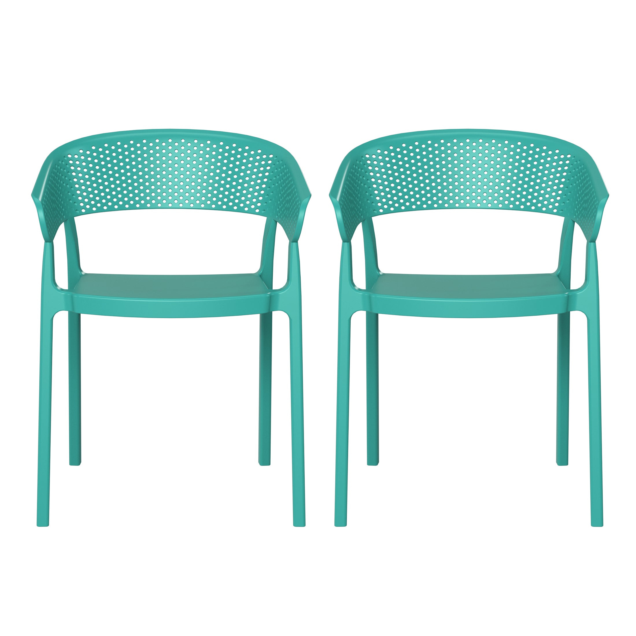 Playa Outdoor Modern Stackable Plastic Resin Patio Dining Armchair (Set of 2)