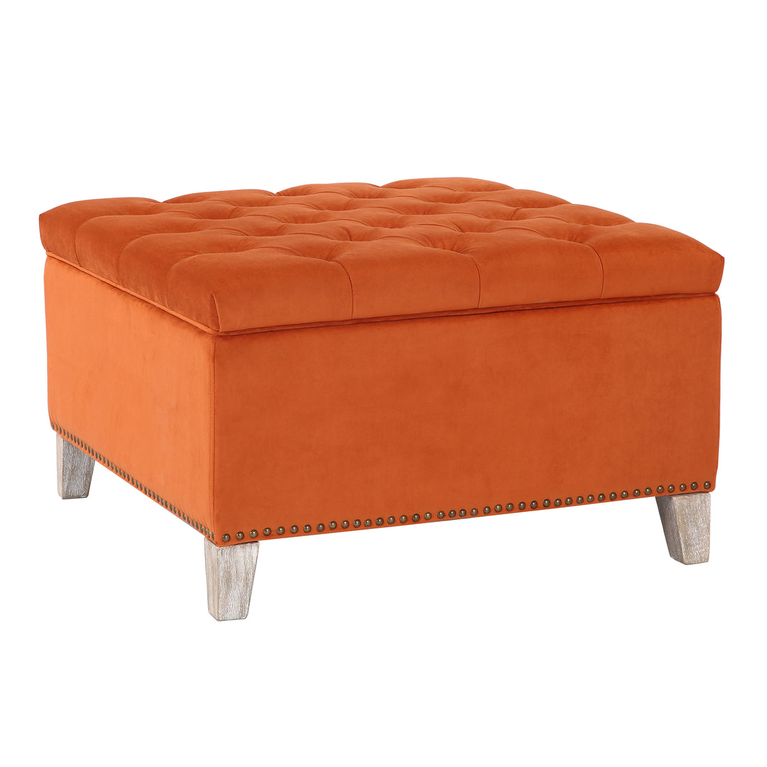 Wordford Square Velvet Tufted Storage Ottoman