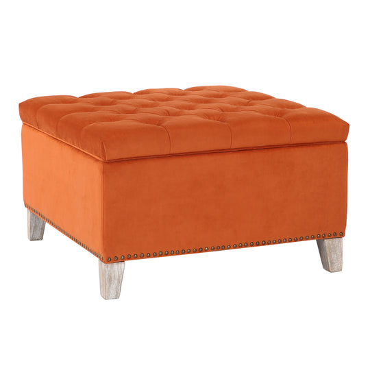 Wordford Square Velvet Tufted Storage Ottoman