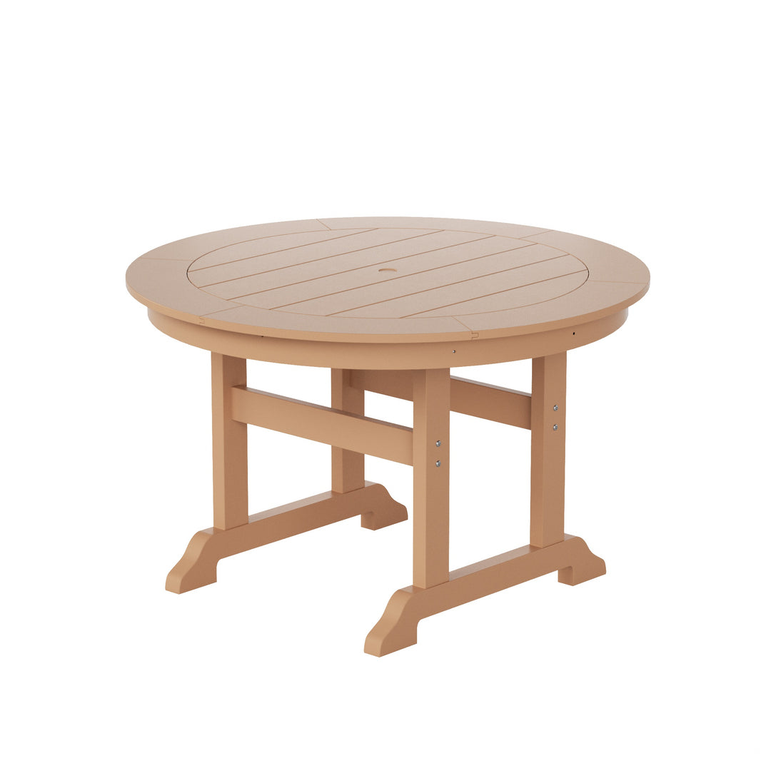 Malibu 5-Piece HDPE Round Patio Dining Table Set with Foldable Chairs