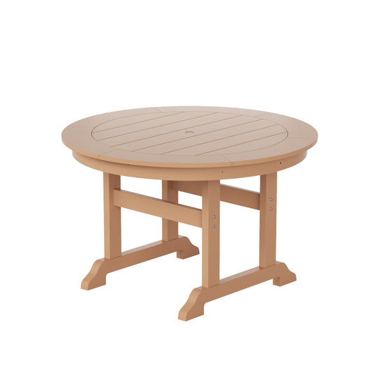 Malibu 5-Piece HDPE Round Patio Dining Table Set with Foldable Chairs