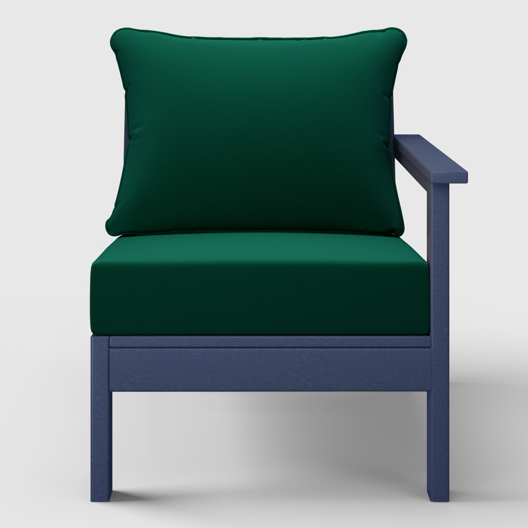 Avalon Outdoor Patio HDPE Right Arm Sectional Corner Club Chair with Patio Cushions