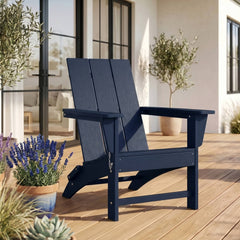 Ashore folding Adirondack chair in Navy Blue styled outdoors