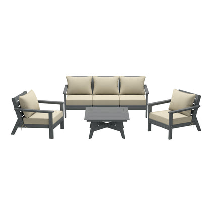 Avalon Outdoor 6-Piece Modular Sectional Patio Furniture Sofa Set in Gray Frame