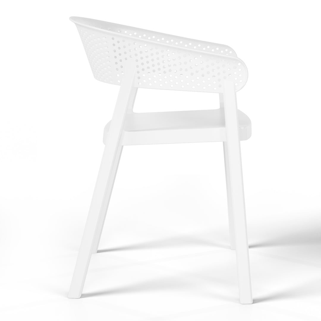 Playa 5-Piece Modern Patio Round Dining Table Set with Stackable Patio Dining Chairs