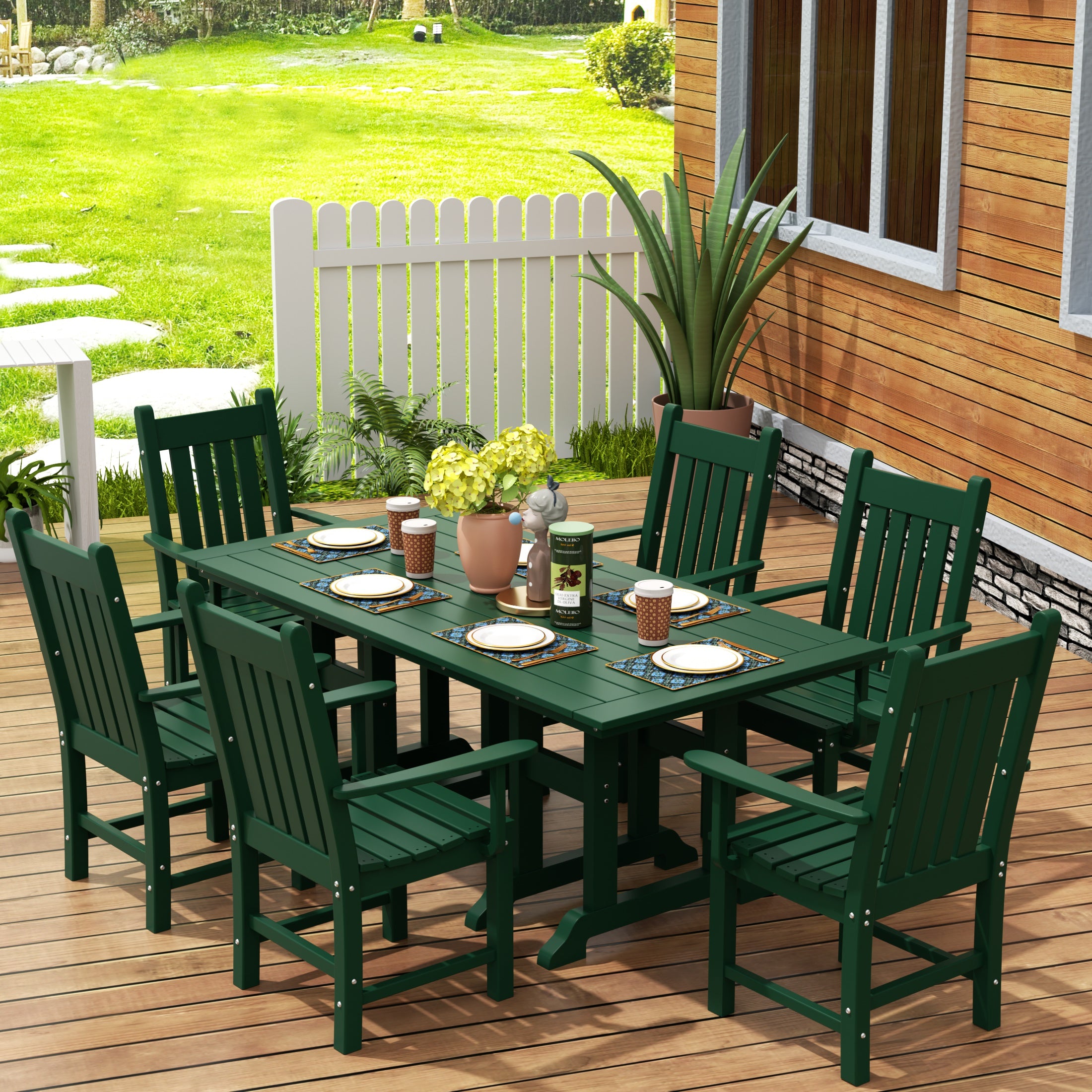 Malibu 7 Piece Outdoor Patio Dining Set Outdoor Table and Armchair Set
