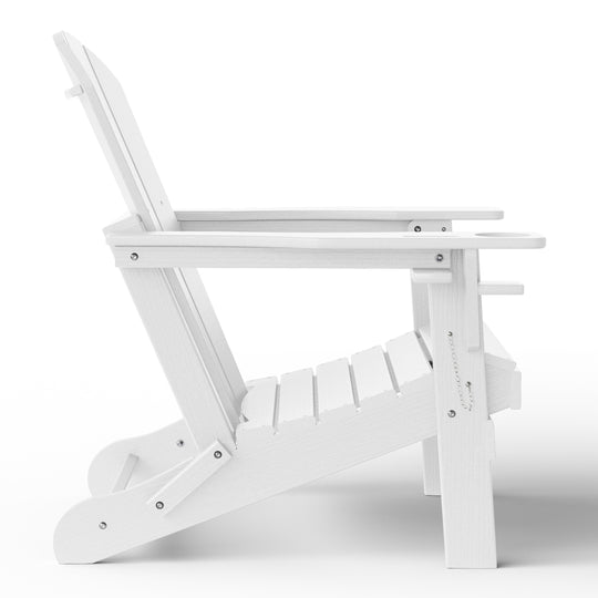 Nantucket Outdoor Patio HDPE Resin Folding Adirondack Chairs With Cup Holder and Phone Holder (Set of Four)