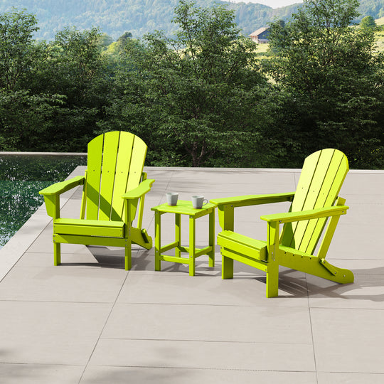 Malibu 3-Piece set Outdoor / Patio Poly Adirondack chair set with a side table ( 2 seater )
