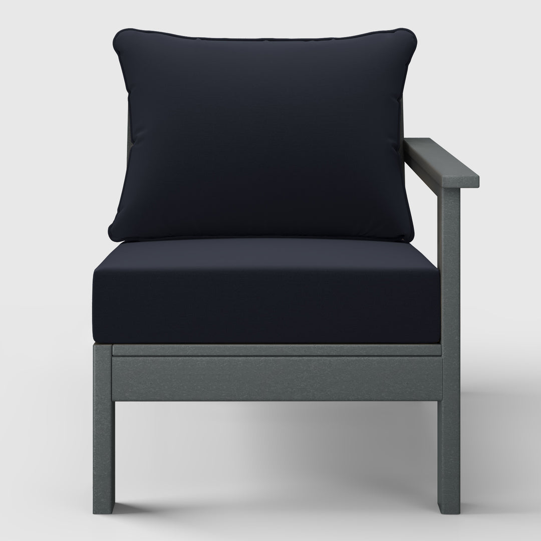 Avalon Outdoor Patio HDPE Right Arm Sectional Corner Club Chair with Patio Cushions
