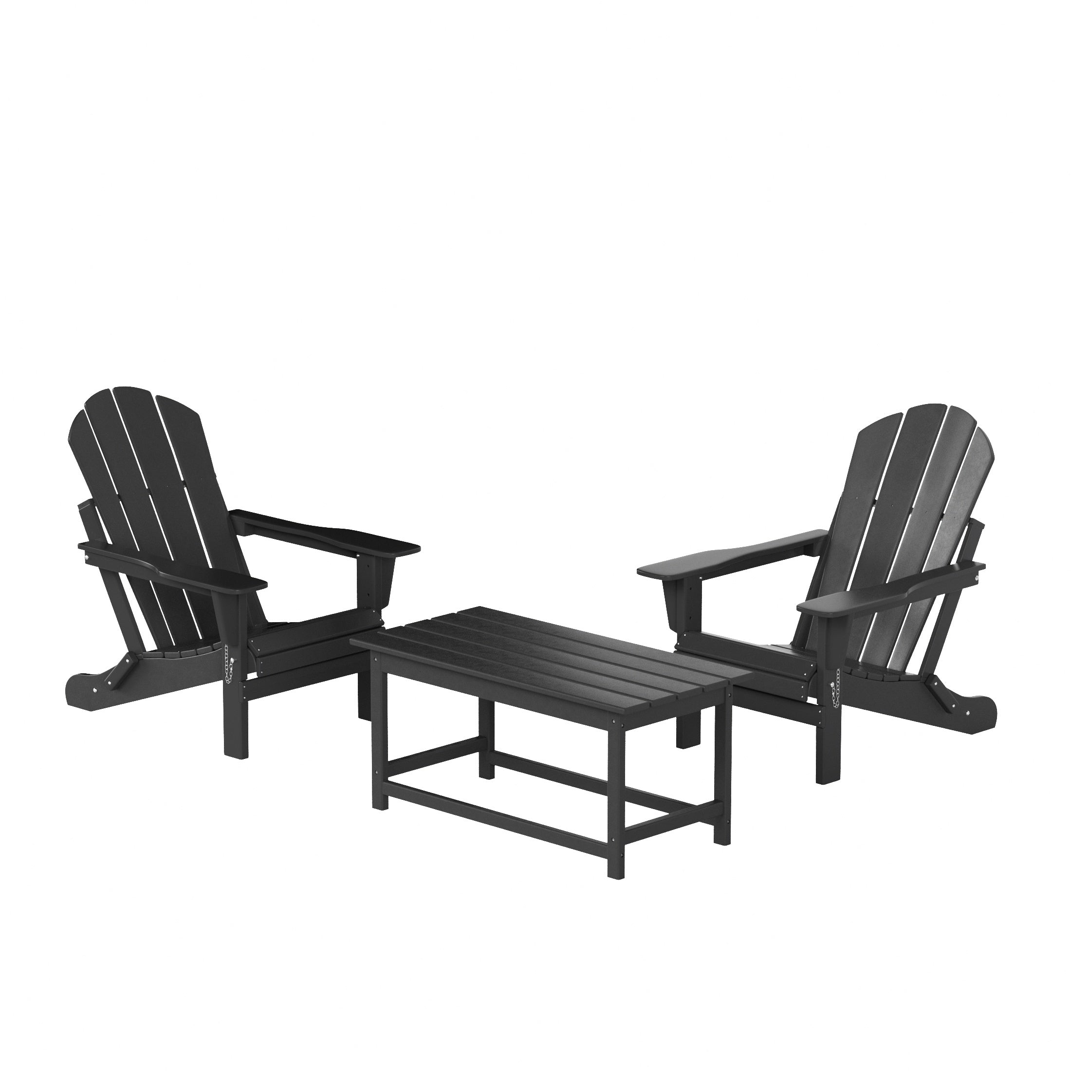 Malibu 3-Piece set Outdoor / Patio Poly Adirondack chair set with a Coffee table ( 2 seater )