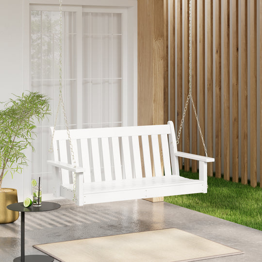 Malibu Outdoor Patio HDPE Hanging Front Porch Swing Bench