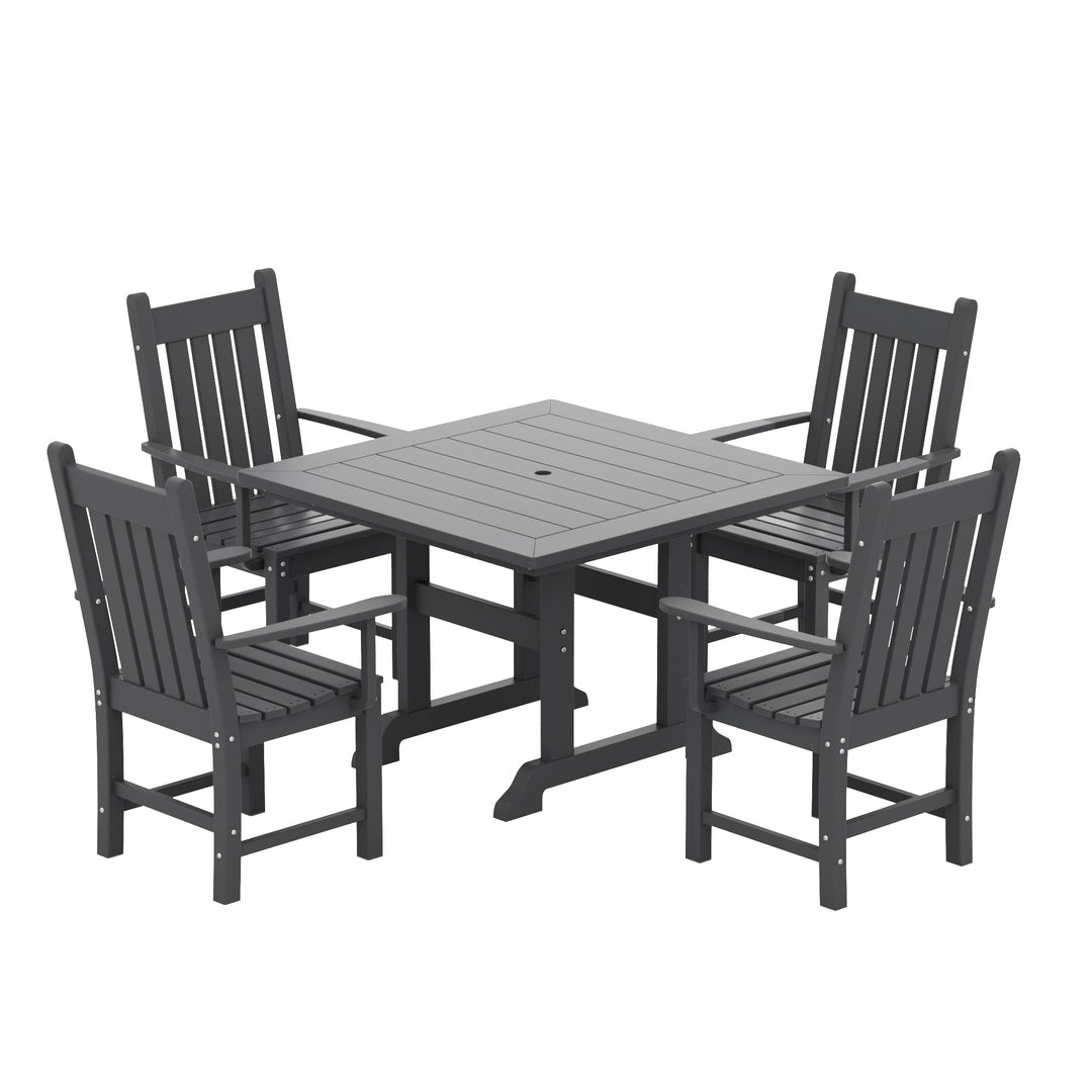 Malibu 5 Piece Outdoor Patio Dining Set Outdoor Square Table and Armchair Set