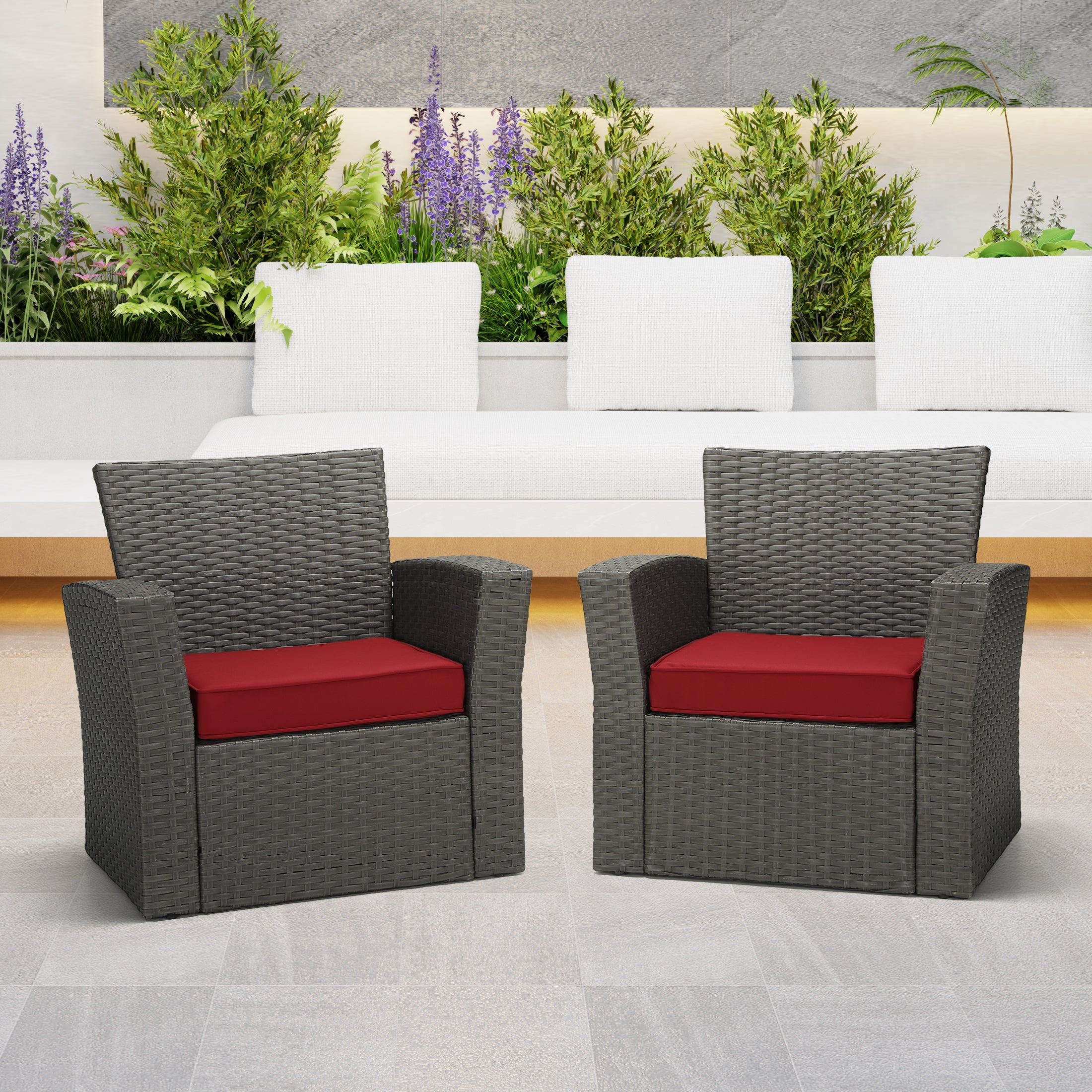 Solace Outdoor Patio Furniture Seat Chair Square Cushions with Piping. Set of 2, 20" x 19"