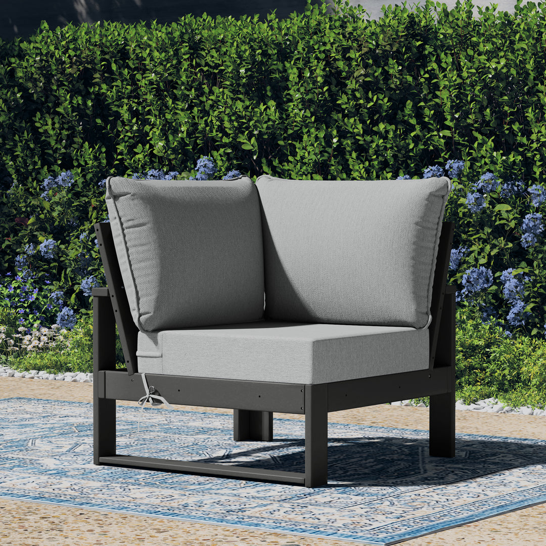 Outdoor HDPE Sectional Corner Sofa Seat with Water-Proof Cushions