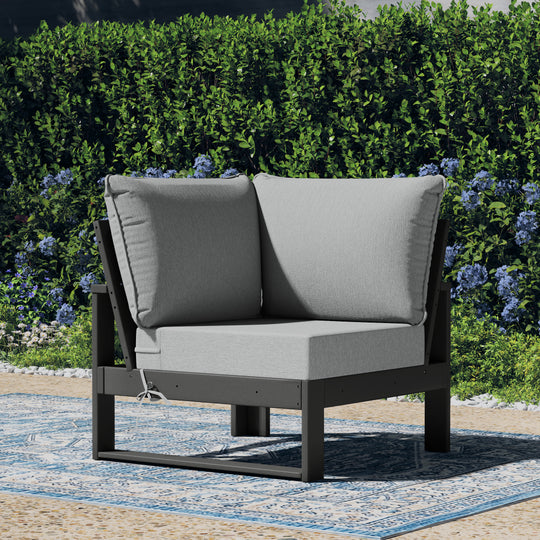 Outdoor HDPE Sectional Corner Sofa Seat with Water-Proof Cushions