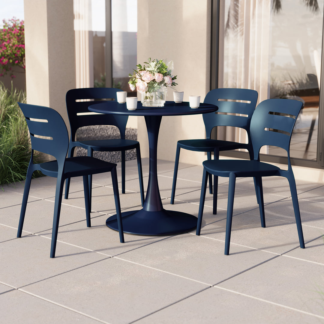 Playa Outdoor Modern Stackable Plastic Patio Dining Side Chairs (Set of 4)