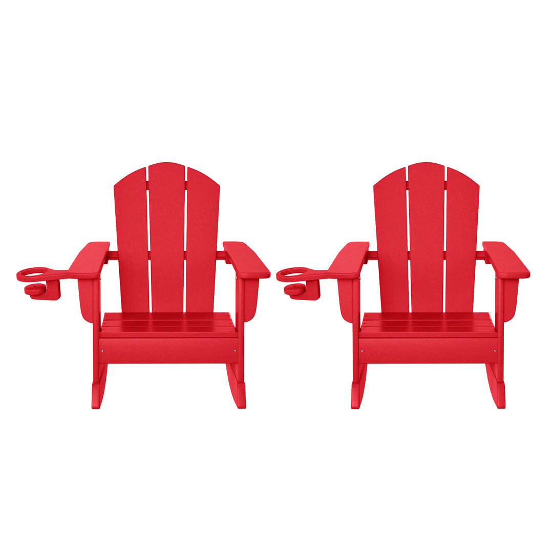 Malibu Outdoor HDPE Plastic Preschool Toddler Classic Adirondack Rocking Chairs (Set of 2)
