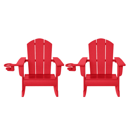 Malibu Outdoor HDPE Plastic Preschool Toddler Classic Adirondack Rocking Chairs (Set of 2)