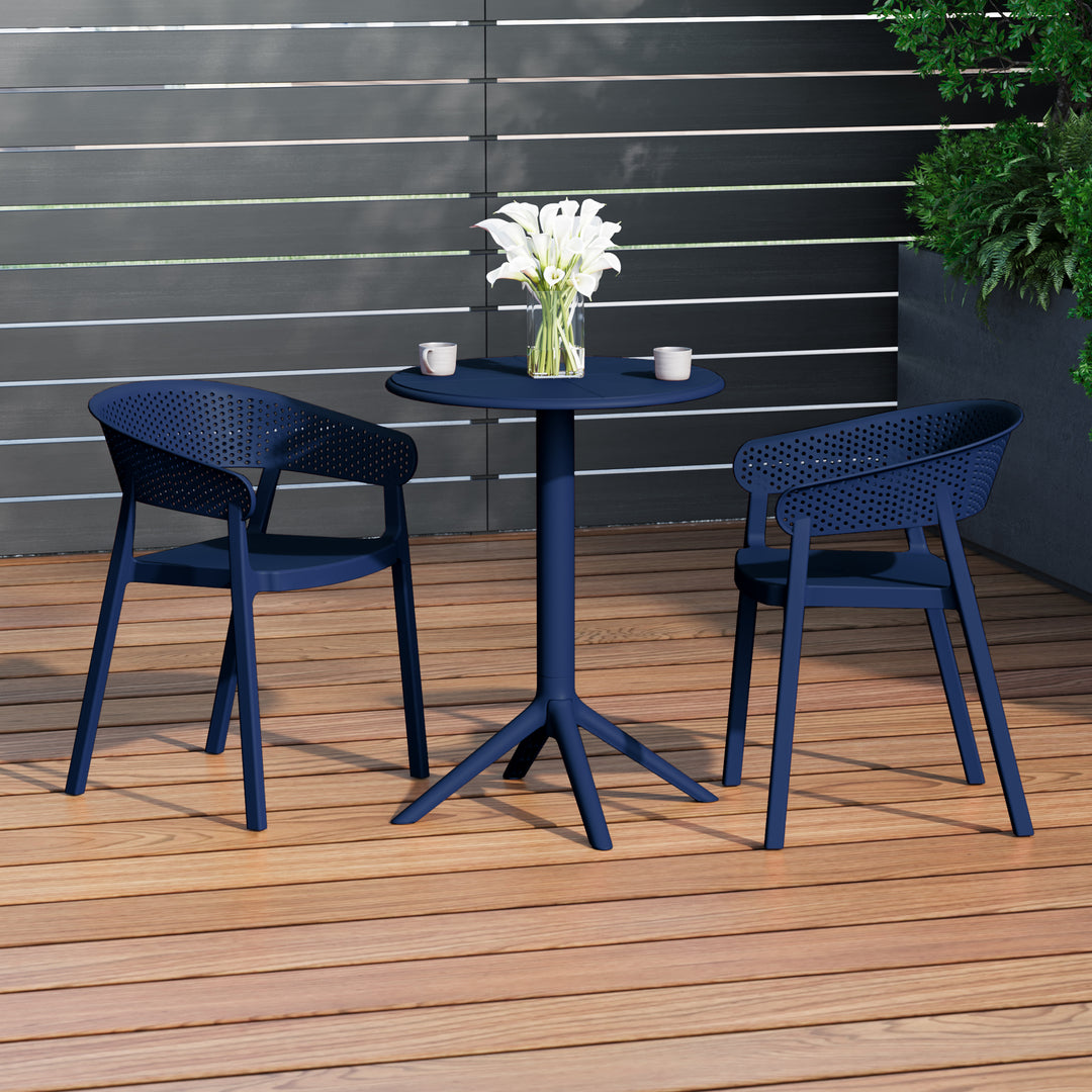 Playa 3-Piece Outdoor Resin Patio Bistro Table Set with Stackable Patio Dining Side Chairs