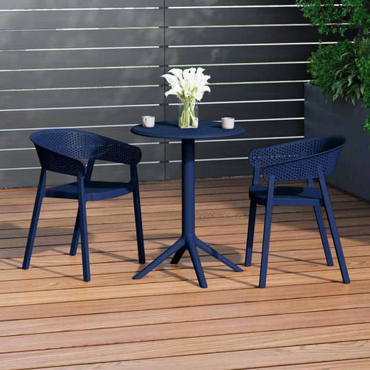 Playa 3-Piece Outdoor Resin Patio Bistro Table Set with Stackable Patio Dining Side Chairs