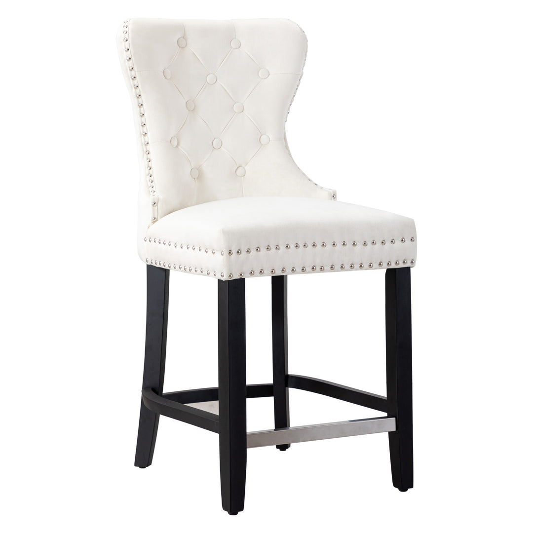 Wordford 24" Tufted Velvet Counter Stool, Black