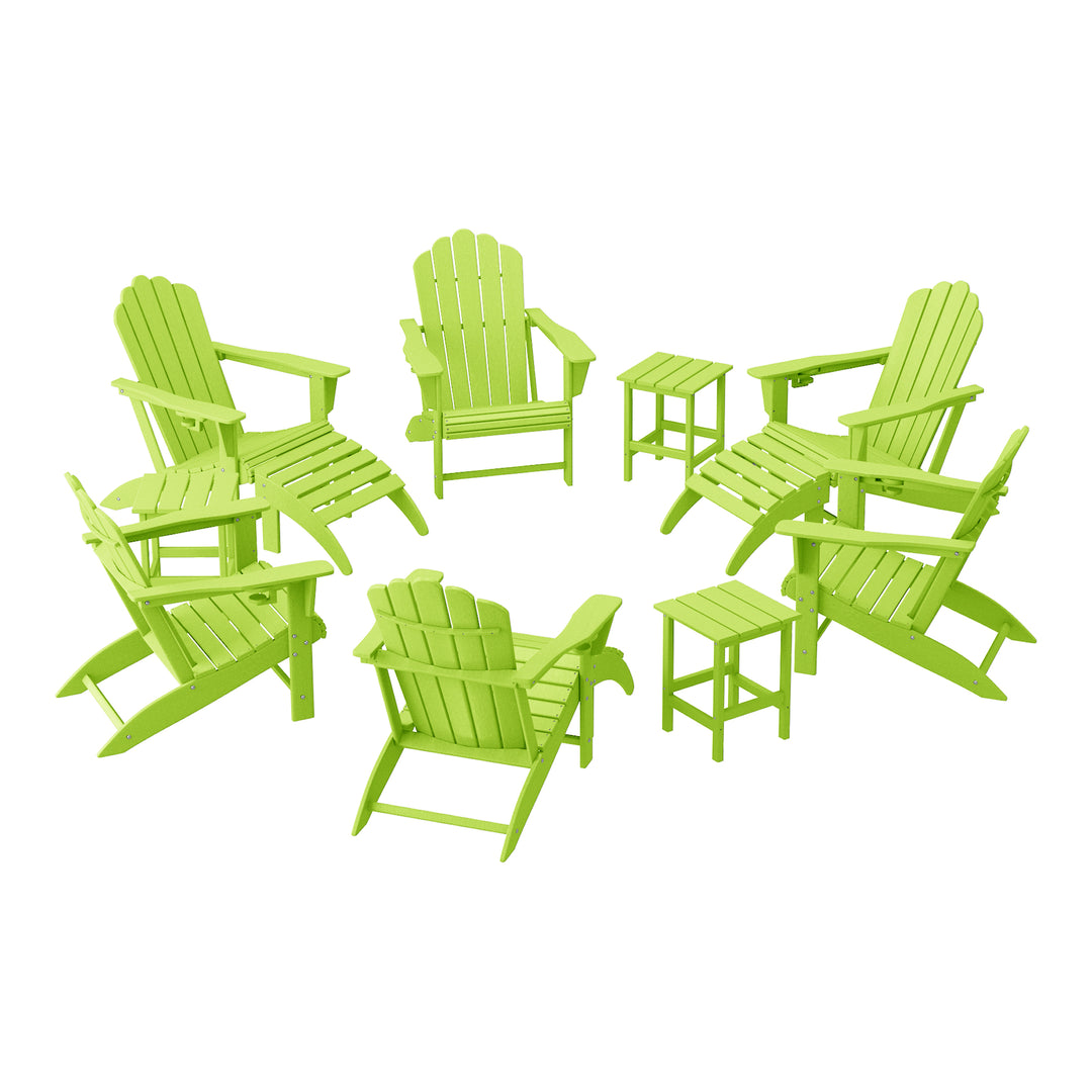 Highland 12-Piece HDPE Outdoor Patio Furniture Adirondack Chair Conversation Table Set