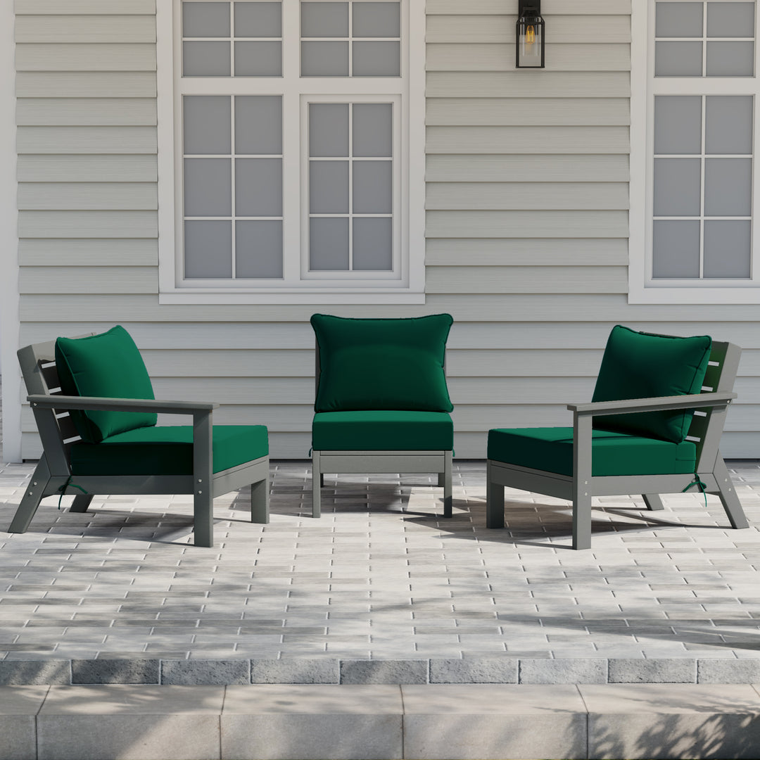 Avalon Outdoor Patio HDPE Sectional Sofa with Patio Cushions