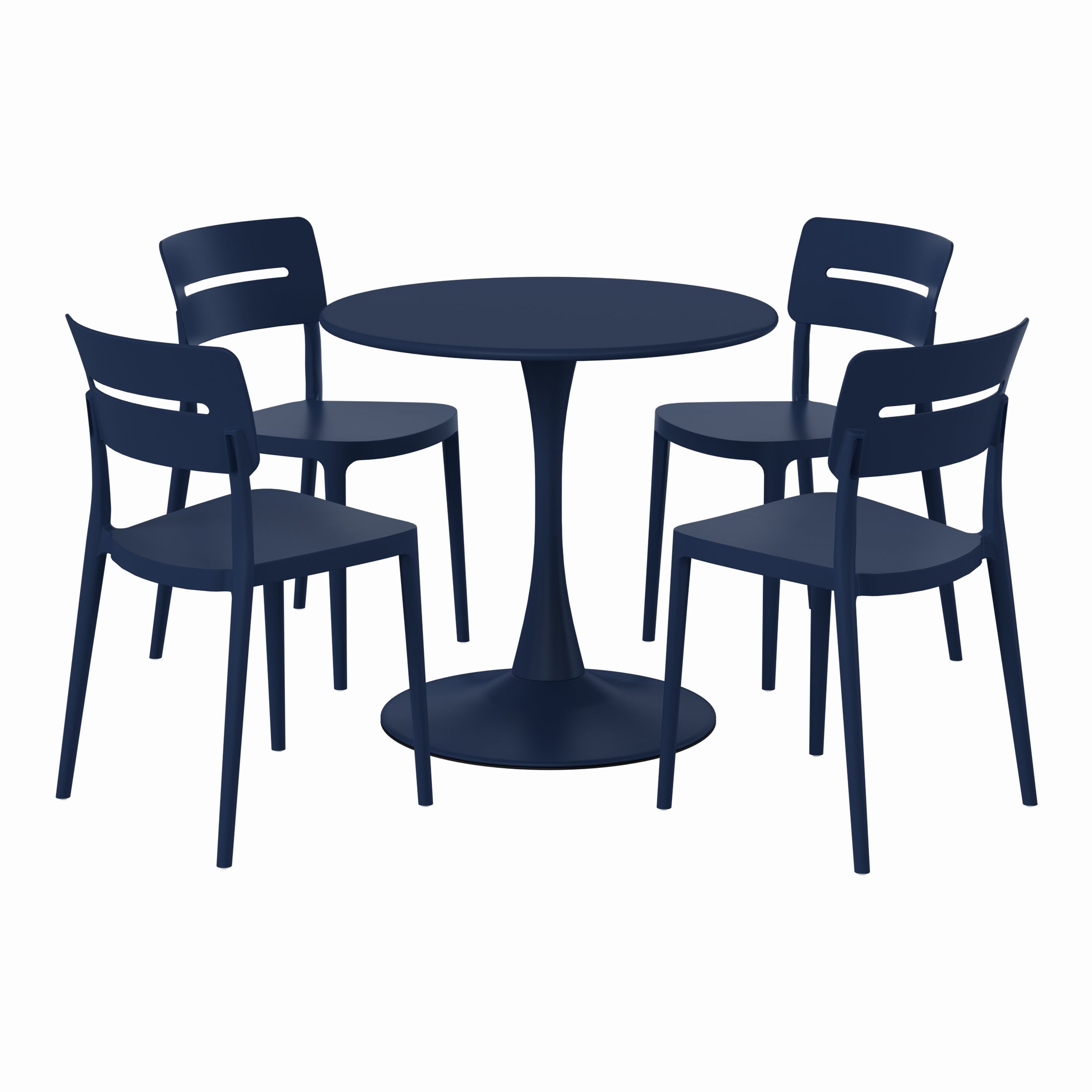 Playa 5-Piece Outdoor Indoor Round Metal Patio Dining Table Set With Stackable Patio Chairs