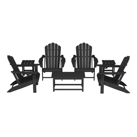 Highland 7-Piece HDPE Outdoor Patio Furniture Adirondack Conversation Set