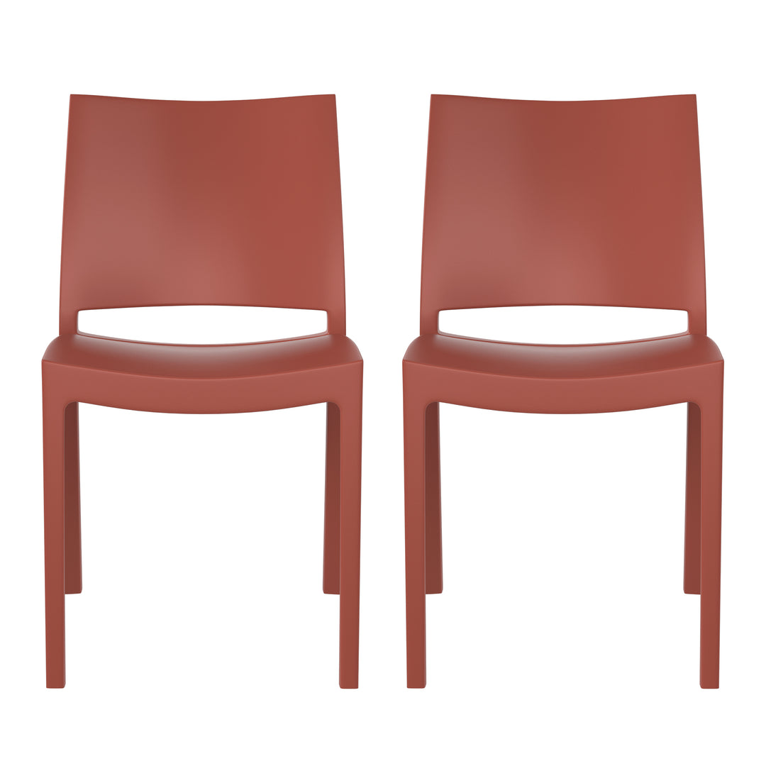 Playa Modern Polypropylene Stackable Plastic Patio Dining Chair (Set of 2)