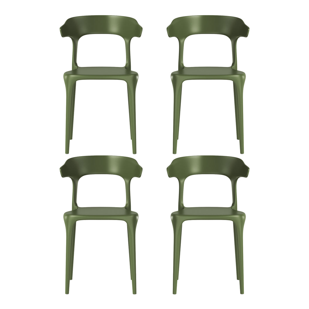 Playa Modern Stackable Resin Plastic Patio Dining Chair (Set of 4)