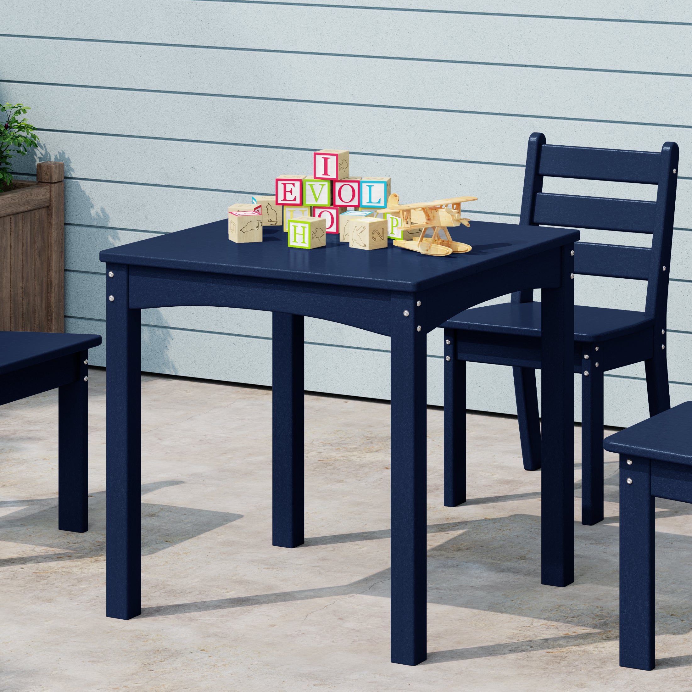 Treehouse Kids 24" Wide HDPE Plastic Childrens Square Dinner Table