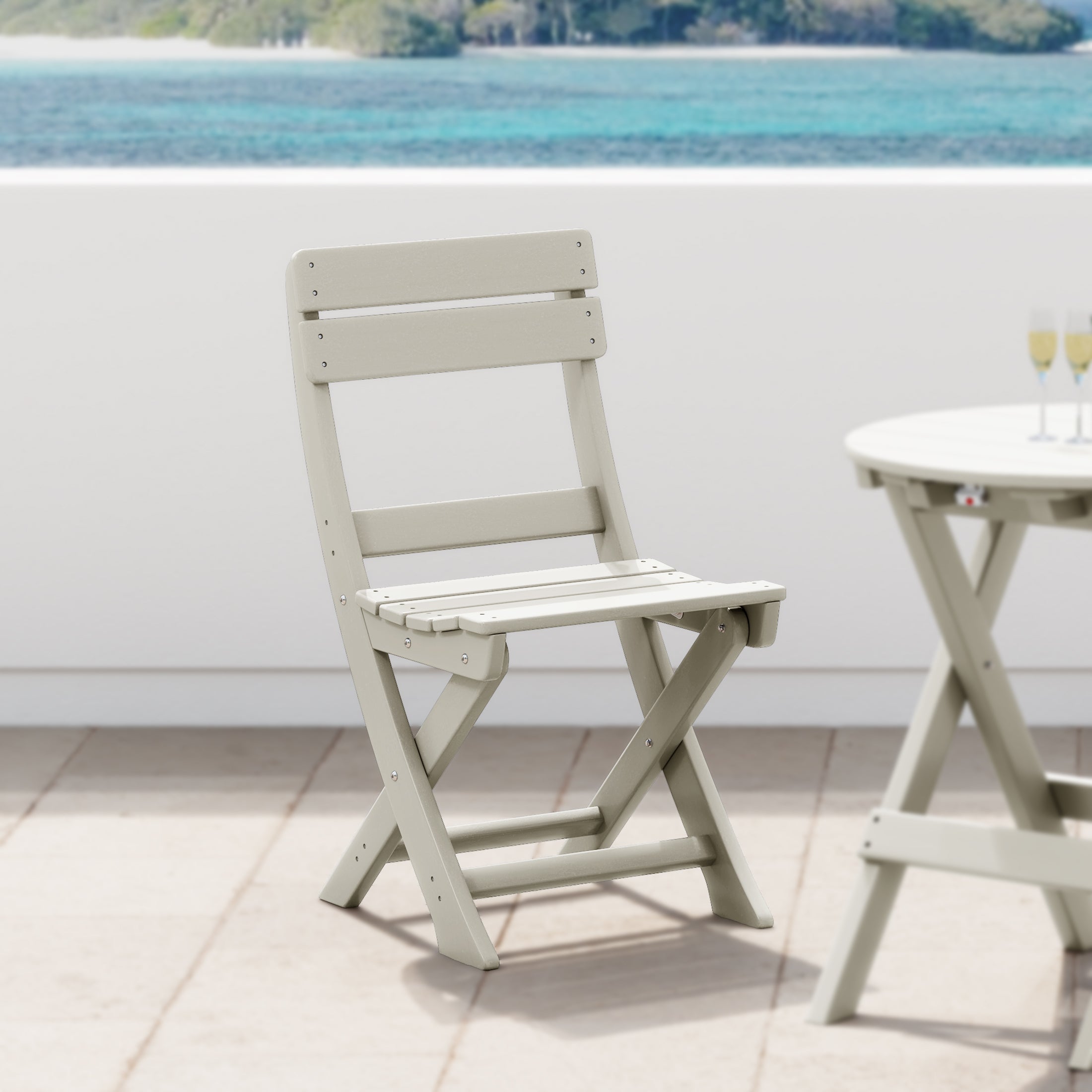 Malibu HDPE Outdoor Patio Modern Folding Dining Chair