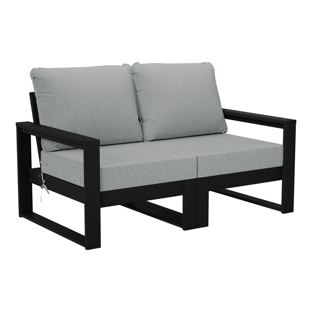 Montara Outdoor HDPE All-Weather Modern Patio Loveseat with Waterproof Cushions