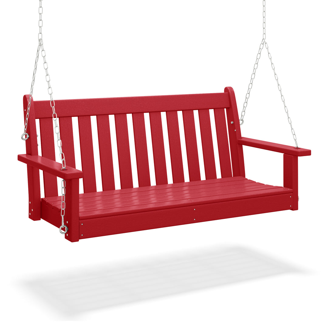 Malibu Outdoor Patio HDPE Hanging Front Porch Swing Bench