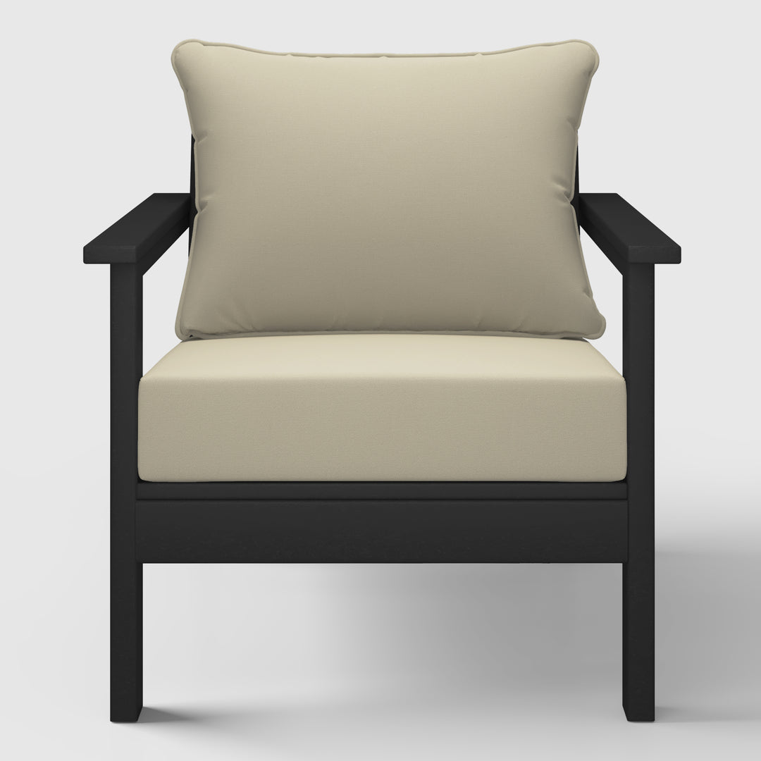 Avalon Outdoor Modern HDPE Patio Club Chairs with Deep Seat Cushions (Set of 2)