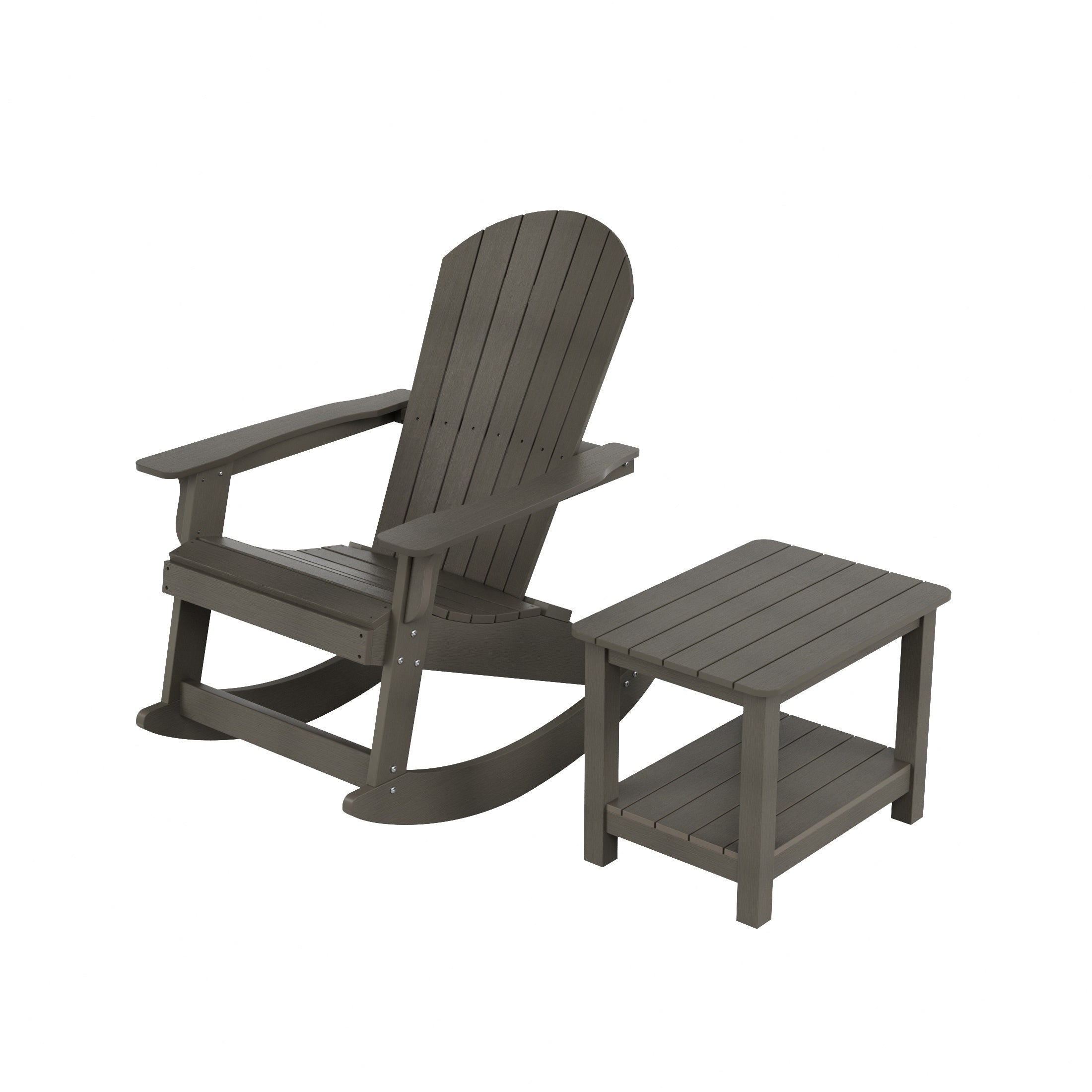 Tuscany 2-Piece HIPS Outdoor Rocking Adirondack Chair With Side Table
