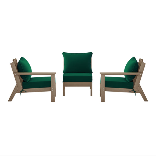 Avalon Outdoor Patio HDPE Sectional Sofa with Patio Cushions